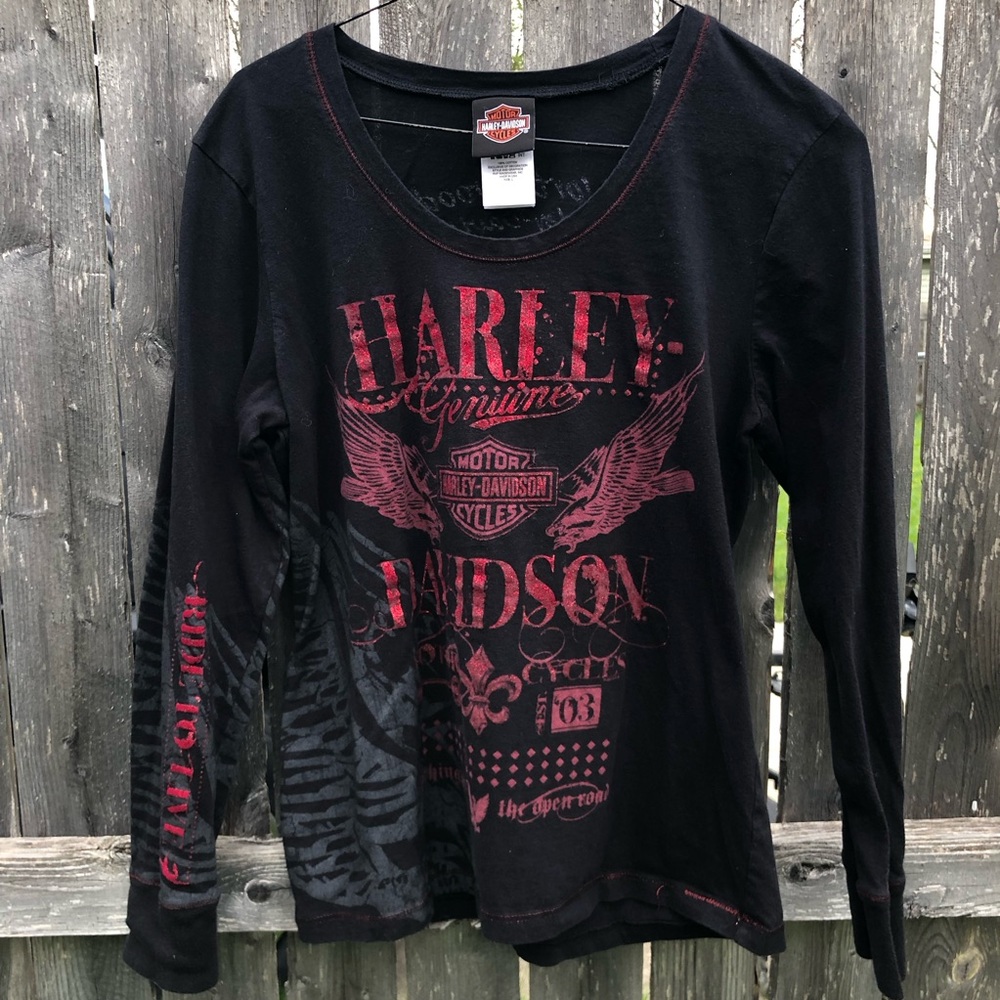 Harley-Davidson Black Tee with Red Graphic Wings